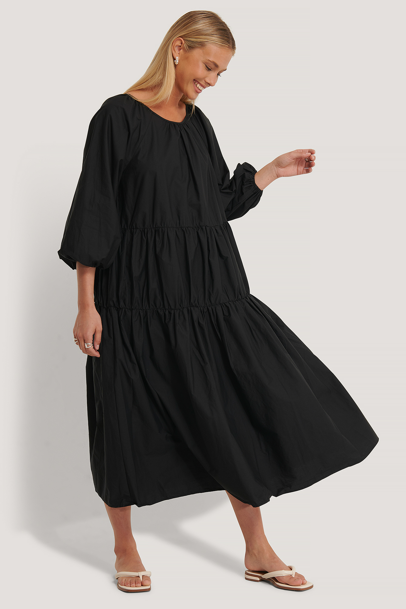 Oversized Cotton Dress Black | na-kd.com
